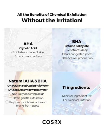 COSRX
AHA/ BHA Clarifying Treatment Toner – Απολεπιστικό τονερ με οξέα για καθημερινή χρήση