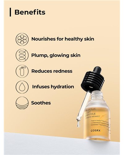 COSRX
Full fit Propolis Light Ampoule-Αμπούλα εντατικής περιποίησης για λείο και λαμπερό δέρμα