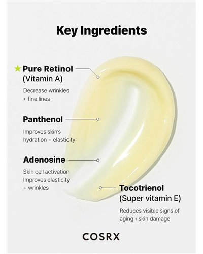 COSRX
The Retinol 0.1 Cream – Ενυδατική κρέμα με 0.1% καθαρή ρετινόλη