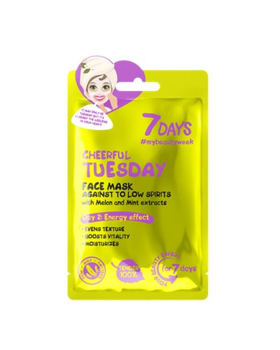 7DAYS Face mask CHEERFUL TUESDAY The antidote to low spirits with Melon and Mint, 28 g
