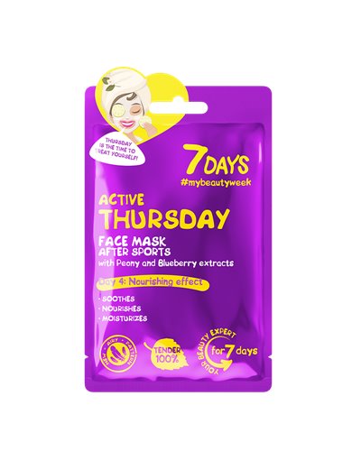 7DAYS Face mask ACTIVE THURSDAY After sports with Peony and Blueberry, 28 g 