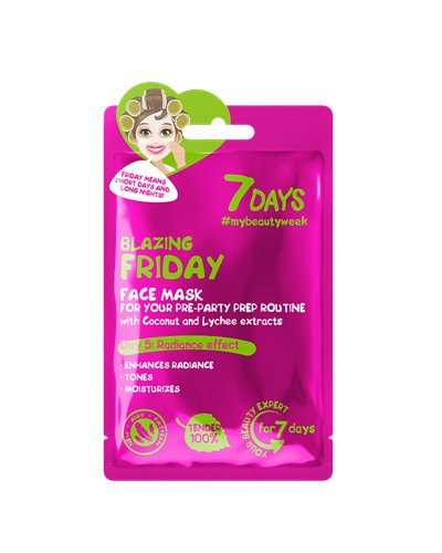 7DAYS Face mask BLAZING FRIDAY For your pre-party perp routine with coconut water and Lychee, 28 g