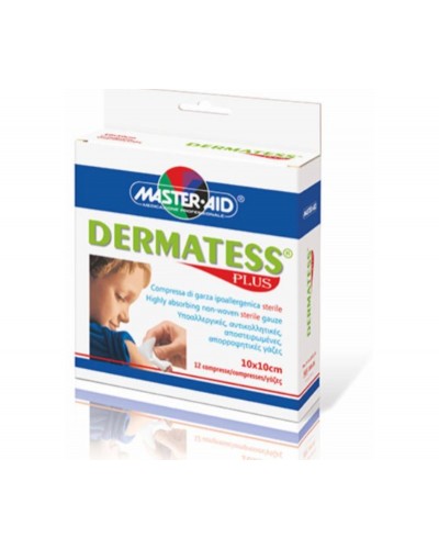 MASTER AID Dermatess Plus Αντικολλητικές Γάζες 10x10cm 12τμχ